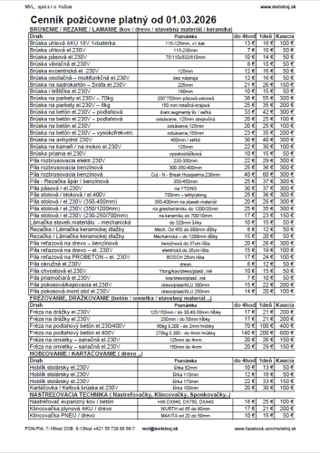 https://www.mvlstroj.sk/files/2026-02-25-123000-Cennik_Pozicovna_MVL_2026.pdf Cenníky a katalógy Cenníky a katalógy